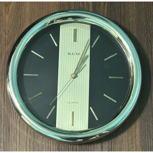 Vintage Bulova Wall Clock Gold Rim Round